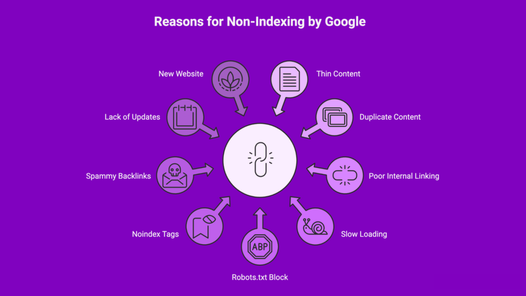 Reasons for non-indexing by google